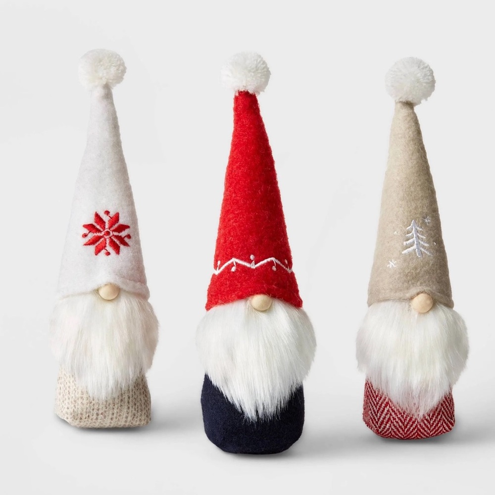 3 Pc Christmas Gnomes Decorative Figurines Target Wondershop Red White NEW